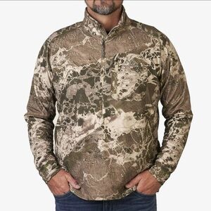 Realtree Mens 1/4 Zip Fleece Lined Pullover Wave3X Camouflage Hunting Size 2XL